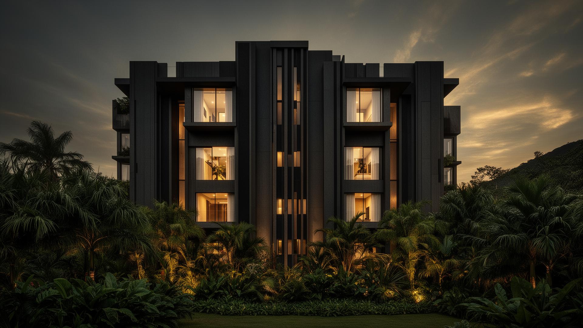 Edifício residencial AJG ao entardecer